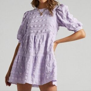 Showpo Babydoll Lavender Puff Sleeve Dress